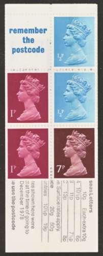 10p  Scotland Booklet  FA8 variety miscut 7p at right trimmed at bottom